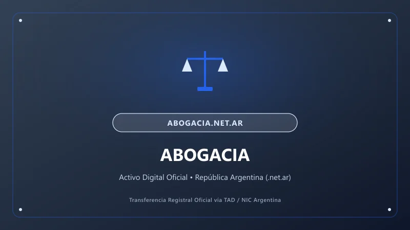 Identidad visual y presentación comercial del nombre de dominio abogacia.net.ar en venta